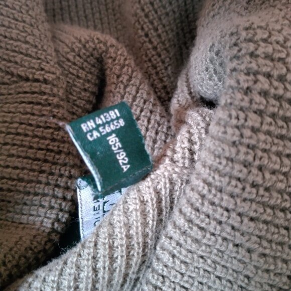 Lauren Ralph Lauren Shirt Women Medium High Neck Army Green Waffle Knit Top - Picture 7 of 13